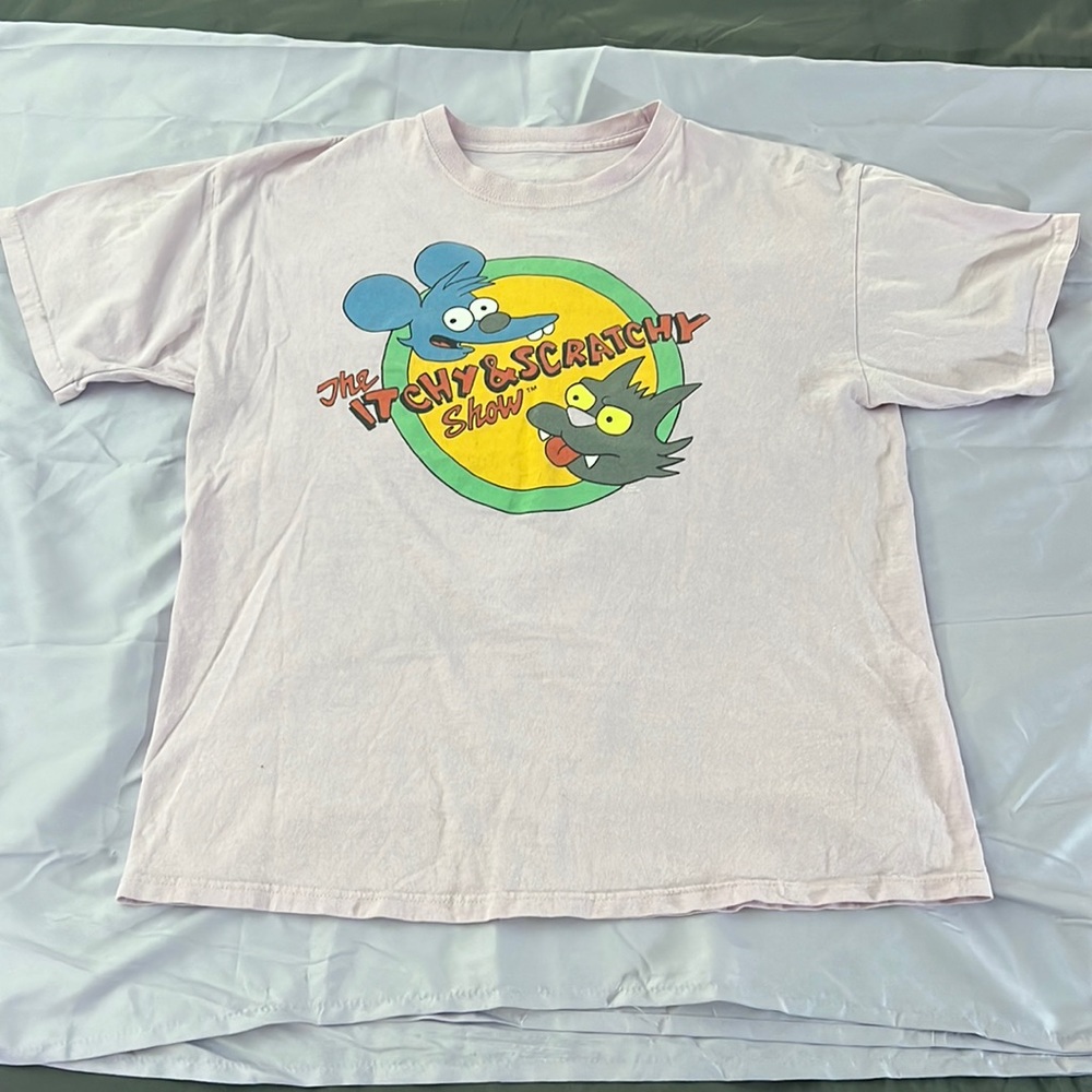 The Simpsons The Itchy &Scratchy Show Light Pink T-Shirt